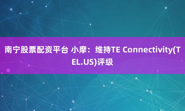 南宁股票配资平台 小摩：维持TE Connectivity(TEL.US)评级