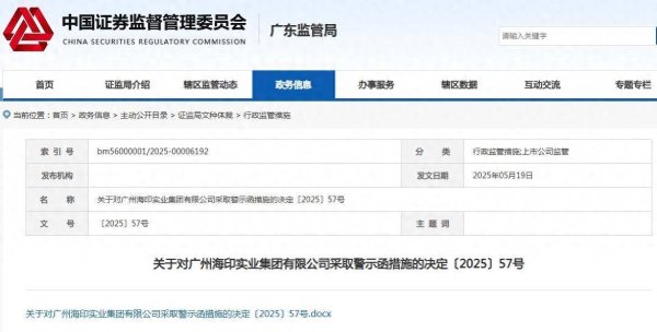 配资加杠杆 退市非食言理由！未能履行增持股份承诺，海印集团被广东证监局出具警示函